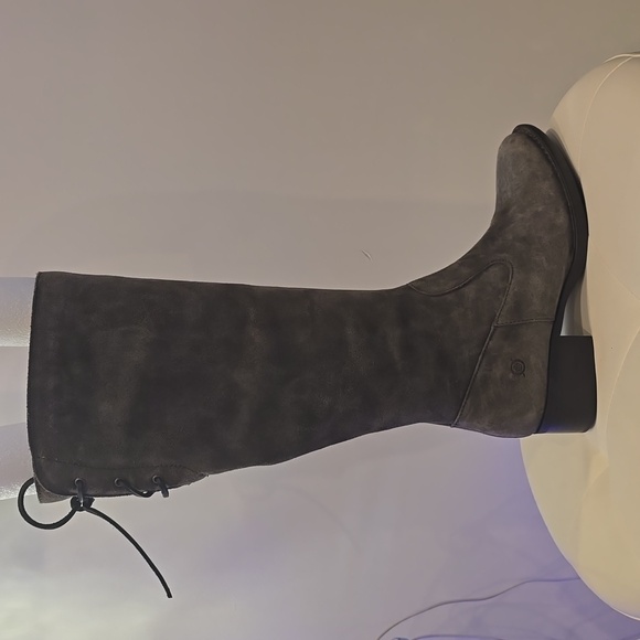 Born Boots Gray Knee High New 8 1/2 Cotto Suede Lace Up Back Side Zippper Grey - Picture 3 of 7